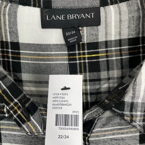 Lane Bryant No-Peek Button-Front Plaid Star Print Top Shirt NWT - Picture 10 of 13